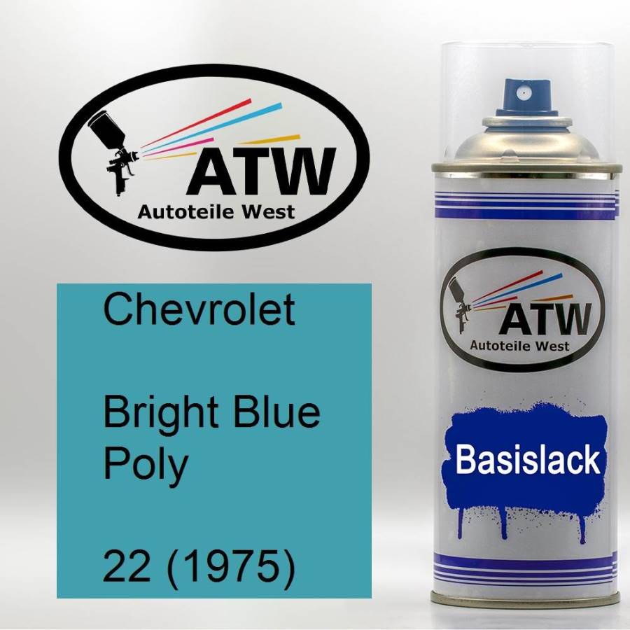 Chevrolet, Bright Blue Poly, 22 (1975): 400ml Sprühdose, von ATW Autoteile West.